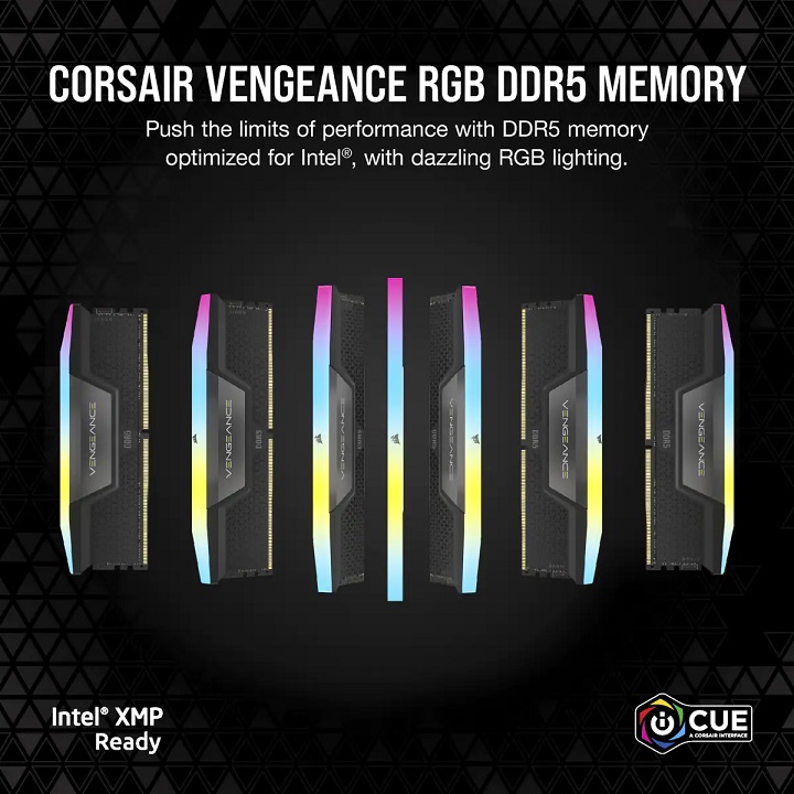 Memria RAM Corsair Vengeance RGB 32GB (2x16GB) DDR5-5600MHz CL40 Pretas 3